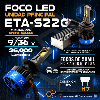 2 Focos 12 Leds H7 Canbus Ventilador Alta Baja 36,000lm 87w H7