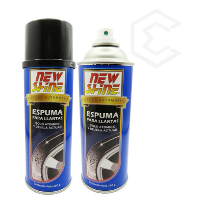 2 Espuma Para Llantas New Shine Renovador De Color Y Brillo Azul Claro