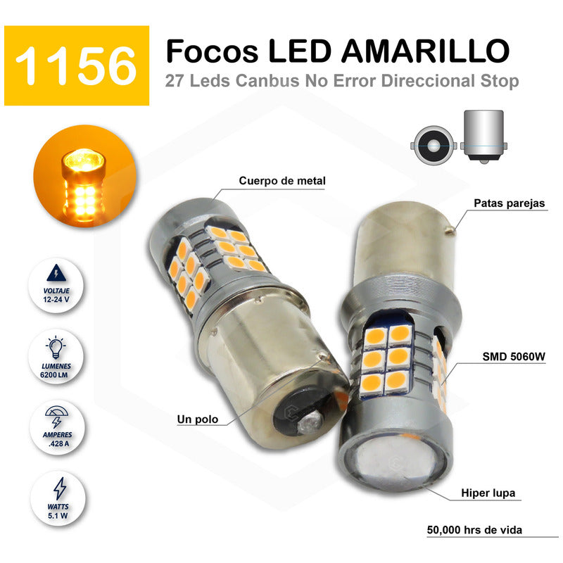 2 Focos 27 Led 1156 1157 3157 7440 7443 No Error Stop Cuarto