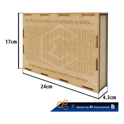 Alcancia Caja De Ahorro Con Objetivo 10k 25k 45k Dinero Mdf