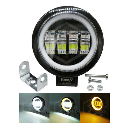 Par Faros Redondo 4 Hiper Lupa Ojo Ángel Gel Cob Estrobo