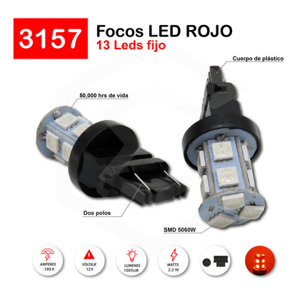 Par De Focos 3157 13 Leds Cuartos Stop Direccional Fijo 12v