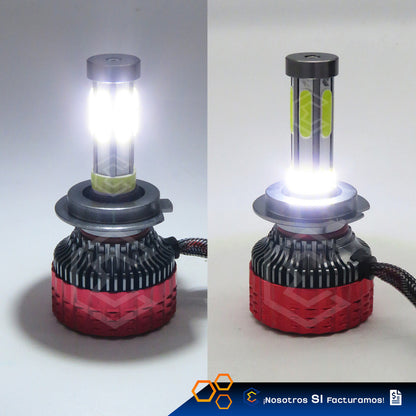 2 Focos Led H7 Ventilador Alta Baja Aro Luz 15,000lm 12-24v H7