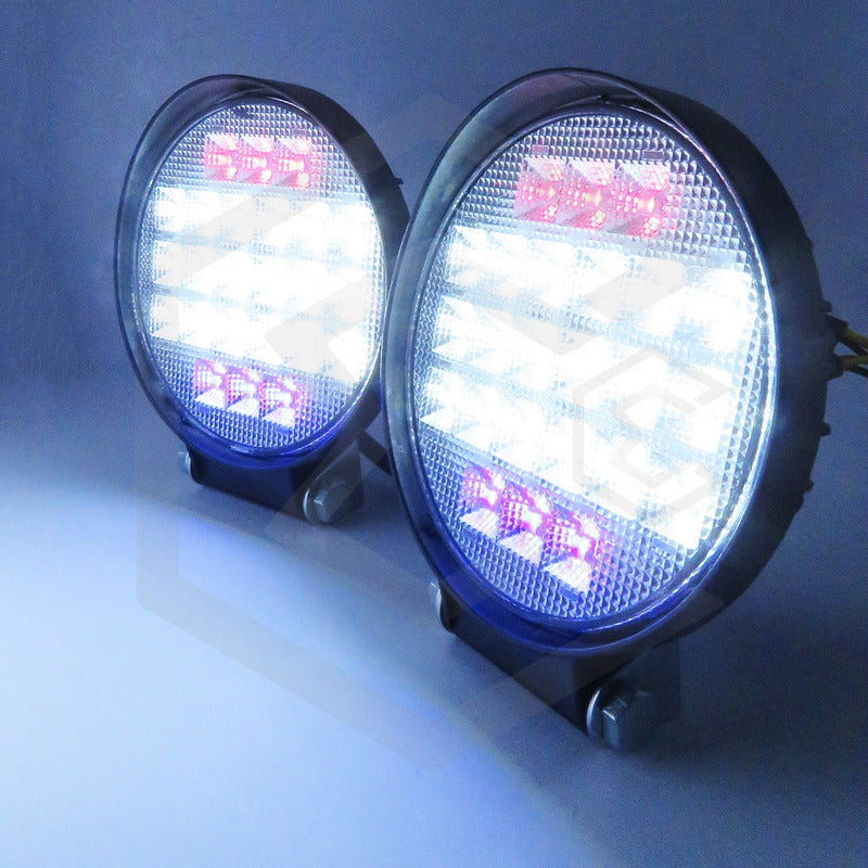 Par De Faros 30 Leds 9-30v Luz Blanca/rojo/azul 6 Funciones
