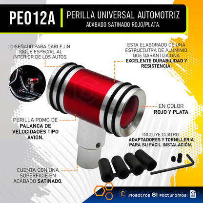 Perilla Pomo Palanca Universal Cambios Tipo Avion Automotriz