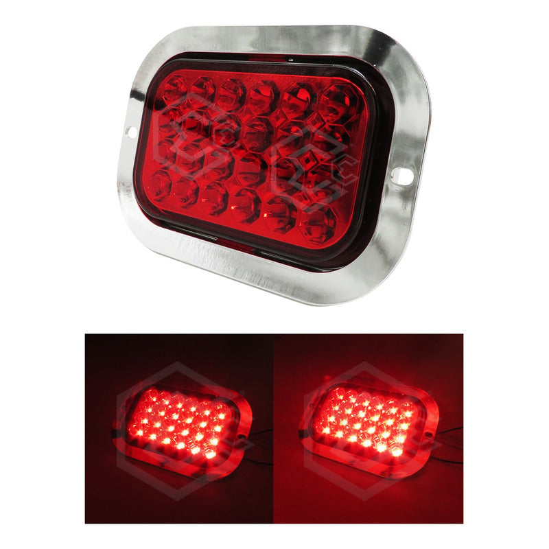 12 Plafón Calavera Rectangular 24 Led Bicel Cromado 12-24v