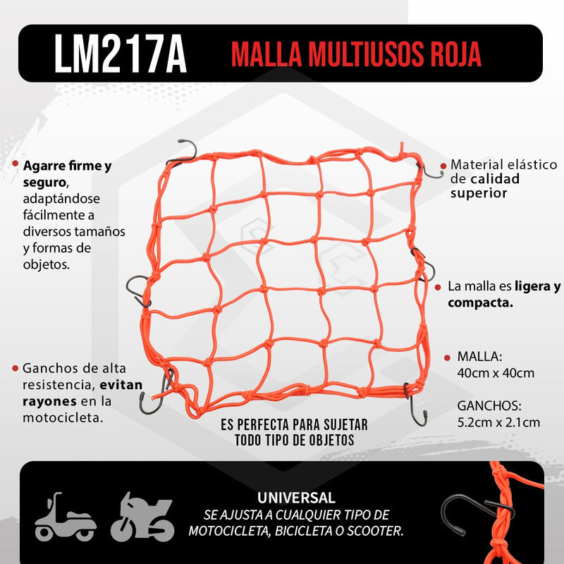 Red Malla Tensor Universal Multiuso Sujeta Casco Con Ganchos