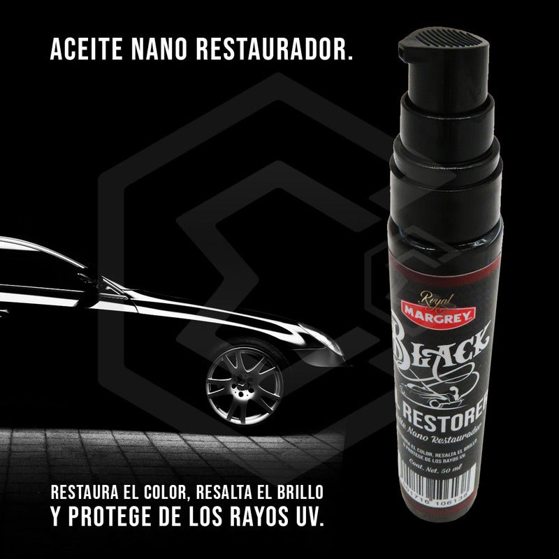 2 Restaurador De Plasticos Negros Oil Restorer 50ml Margrey