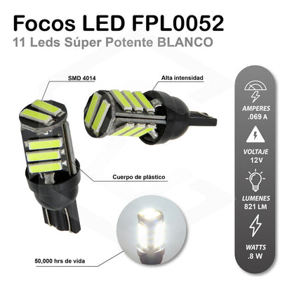 Kit 10 Focos De Pellizco 10 Leds 7014 Canbus 12v Blancos