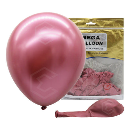 Bolsa 50 Globos Rosa Vino Metalico #10 Fiestas Boda Latex Rosa Metálico
