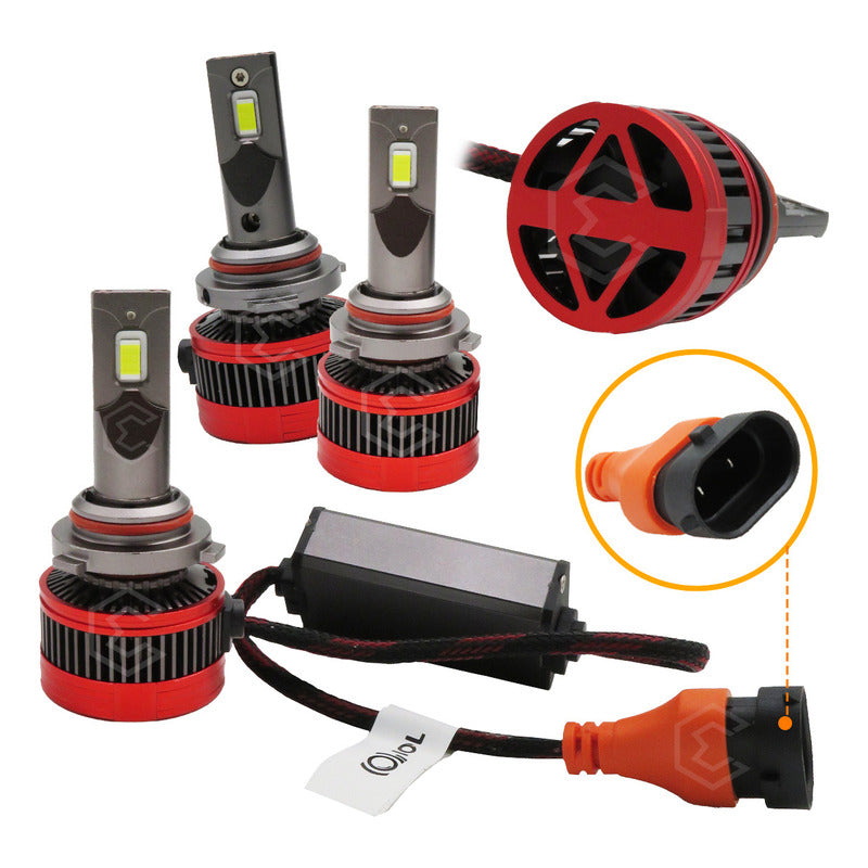 Kit 2 Focos Led 9006 Csp Canbus Ventilador Alta Baja 16000lm 9006