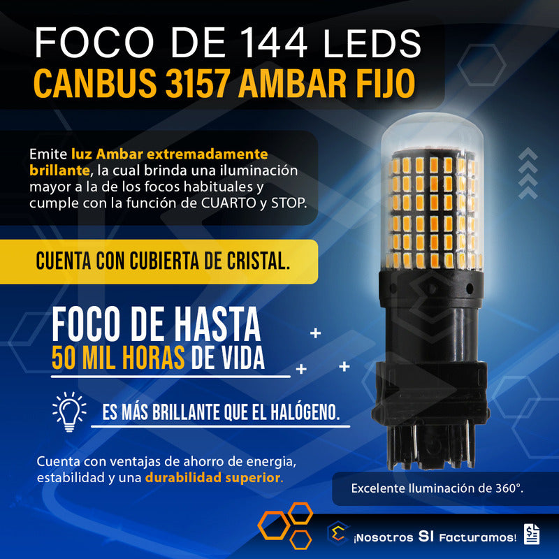 Par Focos 3157 3156 144 Leds Canbus Cristal Cuartos Stop 12v