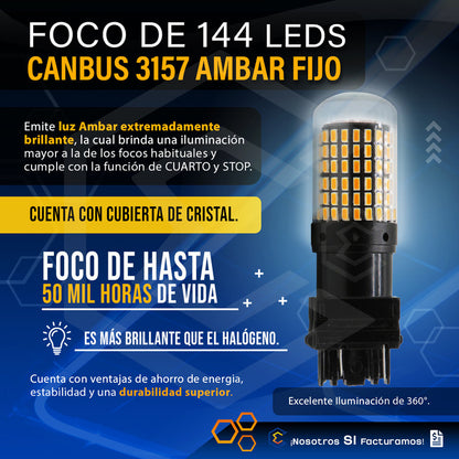 Par Focos 3157 3156 144 Leds Canbus Cristal Cuartos Stop 12v