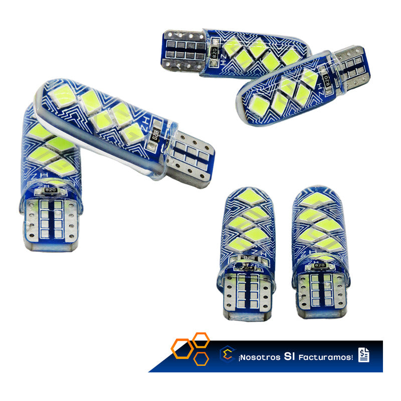 Par De Focos De Pellizco T10 10 Leds Smd Silicón Mosaico 12v
