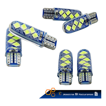 Par De Focos De Pellizco T10 10 Leds Smd Silicón Mosaico 12v