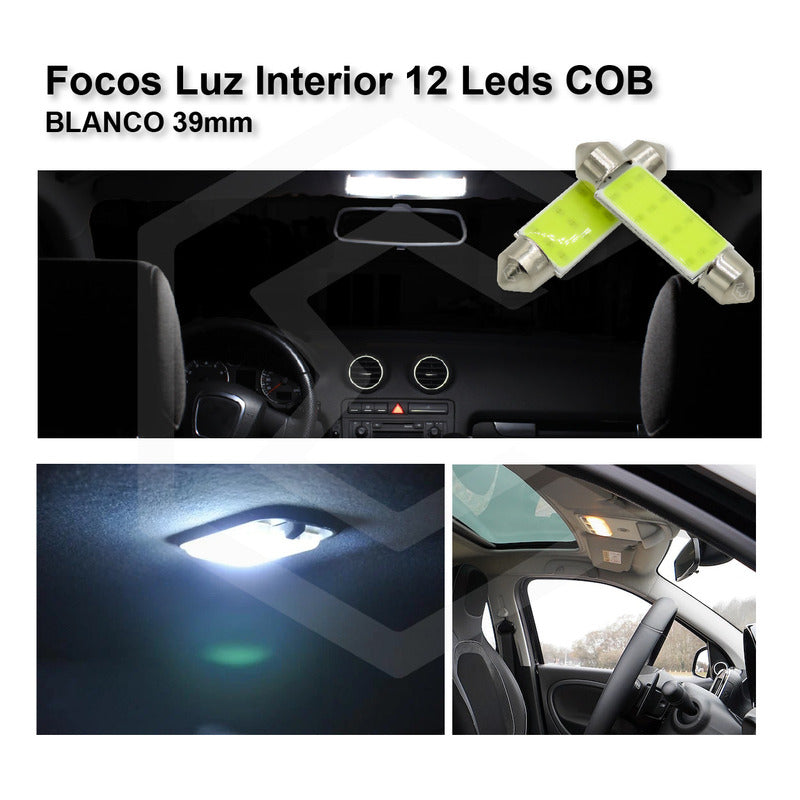 2 Pzs Foco Led Cob Festoon Fusible Interior 31 36 39 Y 41 Mm