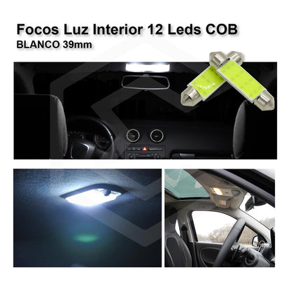 2 Pzs Foco Led Cob Festoon Fusible Interior 31 36 39 Y 41 Mm