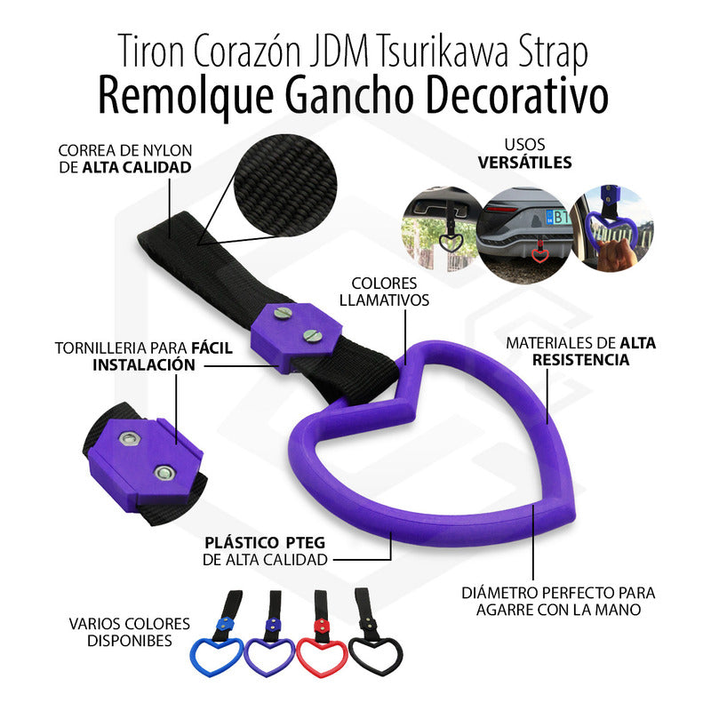 Tiron Corazon Jdm Tsurikawa Strap Remolque Gancho Decorativo