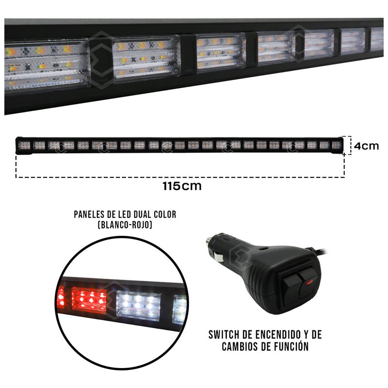 Barra 432 Led 19 Funciones 24 Módulos Bicolor Estrobo 12-24v