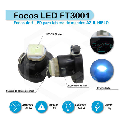 Kit 10 Focos Led T3 T4.2 T4.7 Clúster Para Tablero Fija 12v