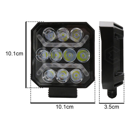 Par Faros 28 Leds Cuadrado Bicolor 10 Lupas 3 Funcion 10-30v