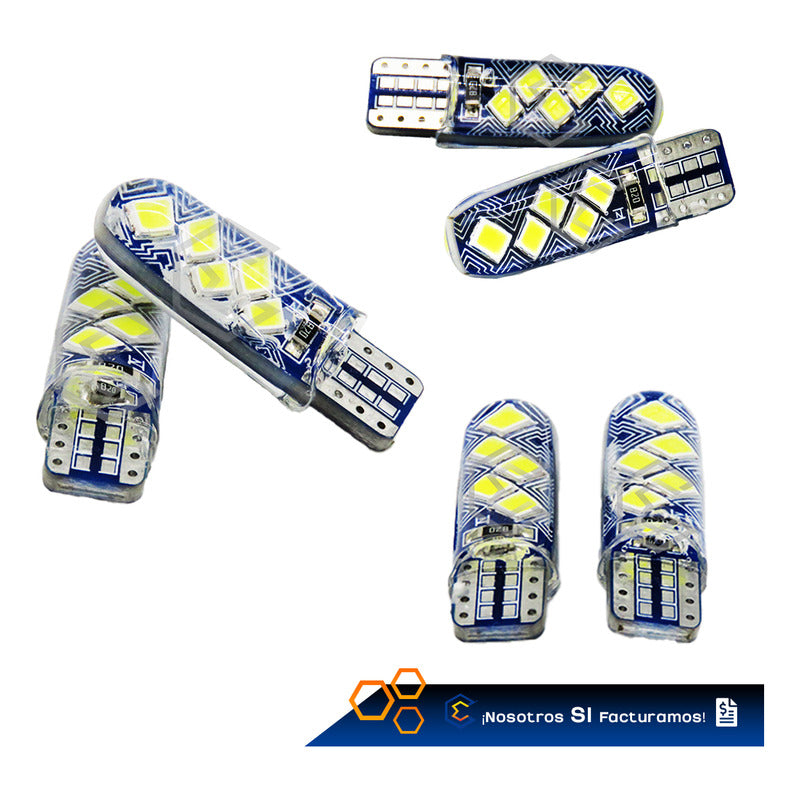 Par De Focos De Pellizco T10 10 Leds Smd Silicón Mosaico 12v