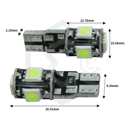 Kit De 10 Focos De Pellizco T10 5  Leds 5050 Alta Potencia