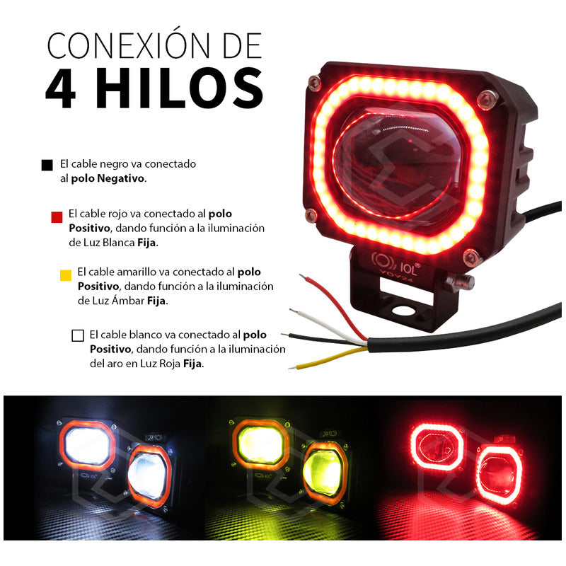 Par De Faros 46 Leds Bicolor 3 Funciones Lupa Aro Gel 10-30v