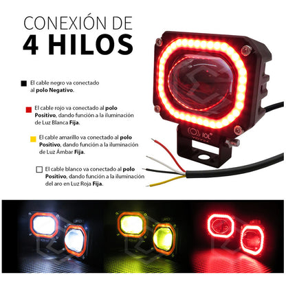 Par De Faros 46 Leds Bicolor 3 Funciones Lupa Aro Gel 10-30v