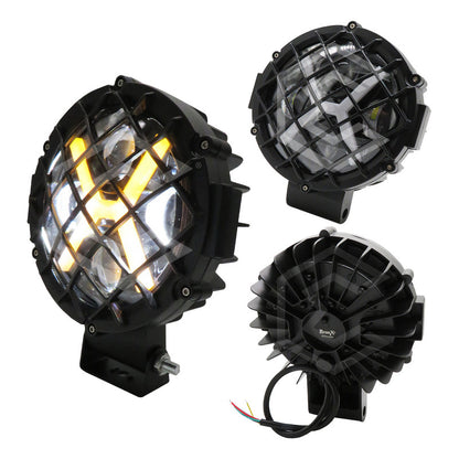 Par De Faros 7'' 30 Leds 4 Lupas Bicolor En X Rejilla 12-24v