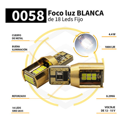 Kit De 10 Focos De Pellizco T10 18 Leds Canbus Aluminio 12v