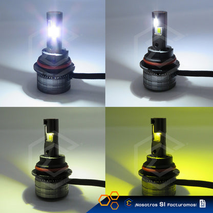Kit 2 Focos 9004 24 Led Alta Y Baja Tricolor Control Nitroge 9004