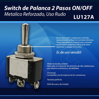 Switch De Palanca 2 Pasos On/off Metalico Reforzado Uso Rudo