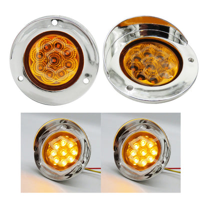 Par Plafon 9 Led Redondo Bisel Cromo 2'' Fijo Estrobo 12-24v
