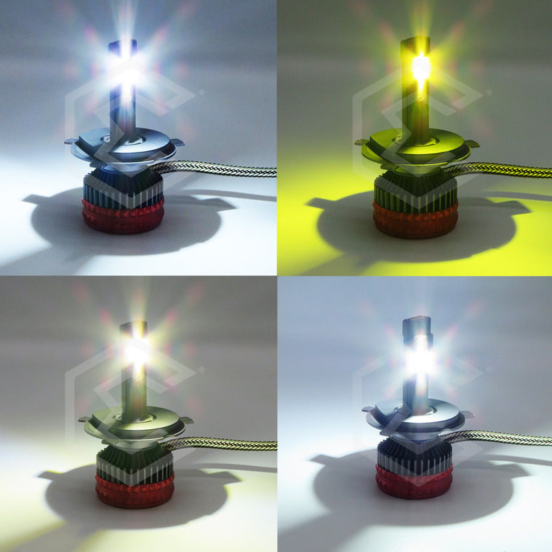 2 Focos H4 24 Led Csp Bicolor Ventilador Alta Y Baja 14000lm H4