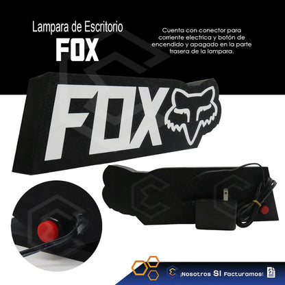 Lampara Led Letrero Fox Escritorio Decoración 28cm 3d Petg Negro