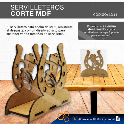 Kit 60 Servilletero Vaquero Sombrero Recuerdos 12cm Mdf 3mm