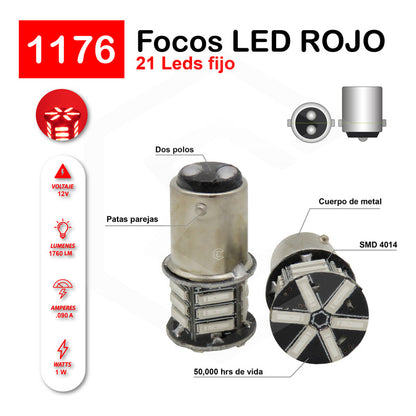 2 Focos 3157 1156 1157 7440 7443 1176 21 Leds Fijo Par Focos