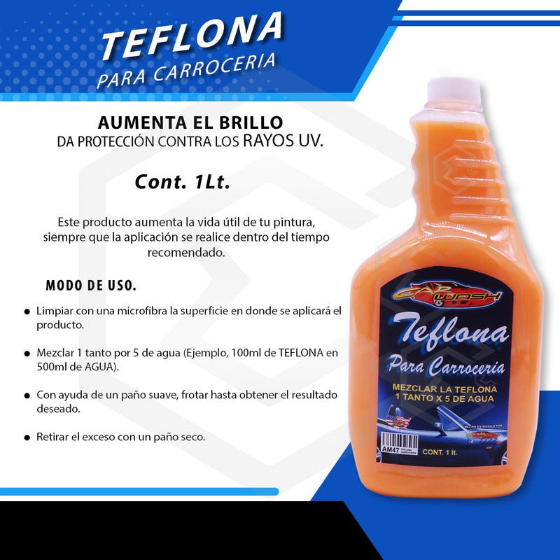 3 Teflona Para Carroceria Aumenta Brillo Protege Rayos Uv 1l Naranja