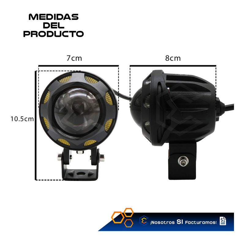 Par De Faros 16 Leds Lupa Blanco Ambar Flood Alta Baja 9-30v