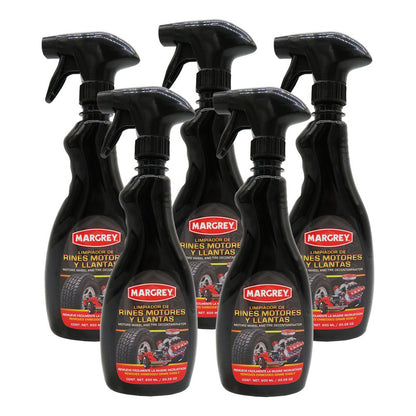 5 Limpiador De Rines Motor Llantas 600ml Excelente Acabado Blanco