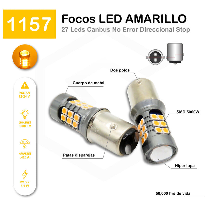 2 Focos 27 Led 1156 1157 3157 7440 7443 No Error Stop Cuarto