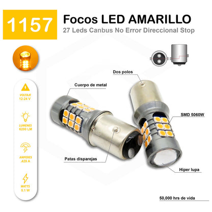 2 Focos 27 Led 1156 1157 3157 7440 7443 No Error Stop Cuarto