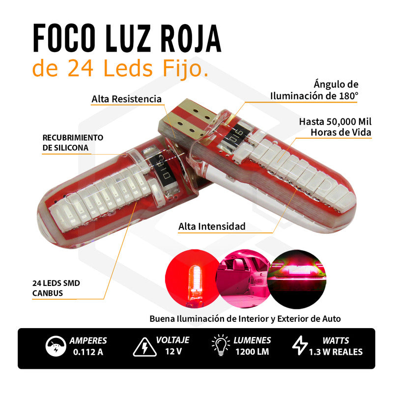 Par De Focos De Pellizco T10 W5w 24 Leds Canbus 12v Fijo