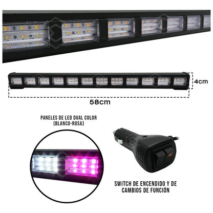 Barra 216 Led 19 Funciones 12 Módulos Bicolor Estrobo 12-24v