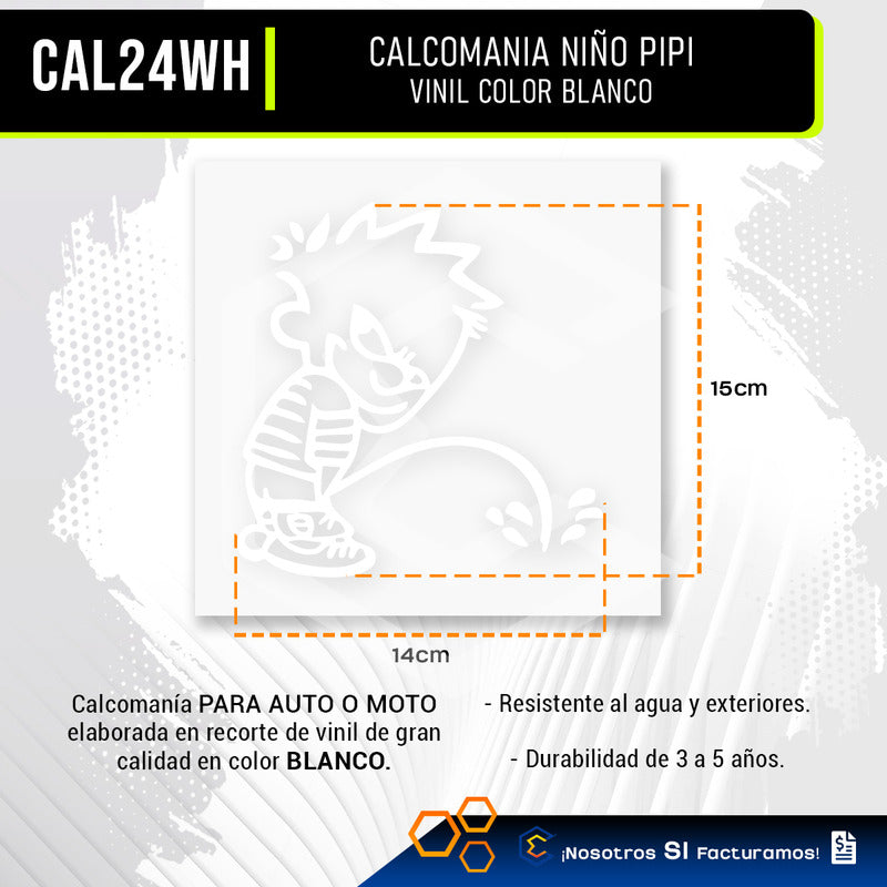 2 Calcomanía Niño Orinando Sticker Vinil Auto Moto 15cmx14cm