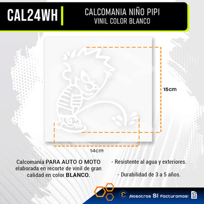 2 Calcomanía Niño Orinando Sticker Vinil Auto Moto 15cmx14cm