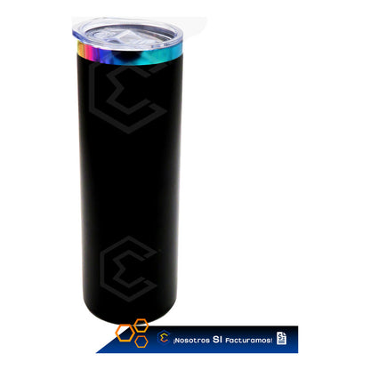 Termo Vaso Personalizado Nombre O Logo Láser Skinny 600ml Negro
