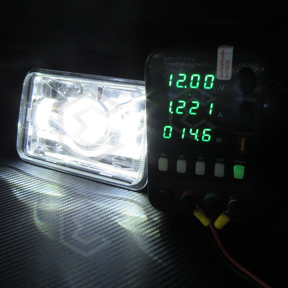 Par Faros Unidad 4x6 Rectangular Ojo Demonio 3 Lupas 12-24v