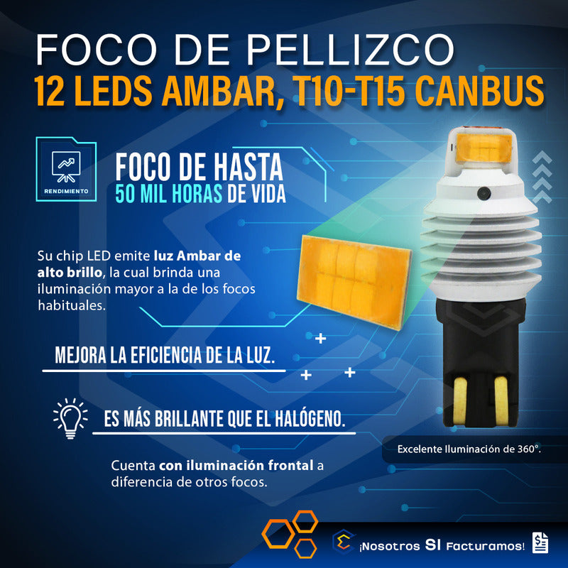 Par De Focos De Pellizco T10 12 Leds Csp Canbus 8.5w 10-60v